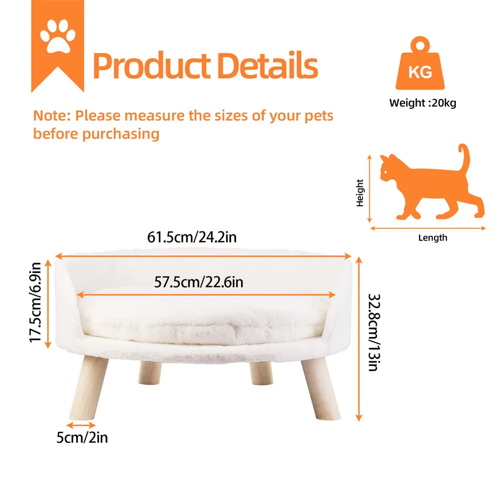 Borwart Ultra Soft Pet Sofa Bed With Removable Padded Cushion