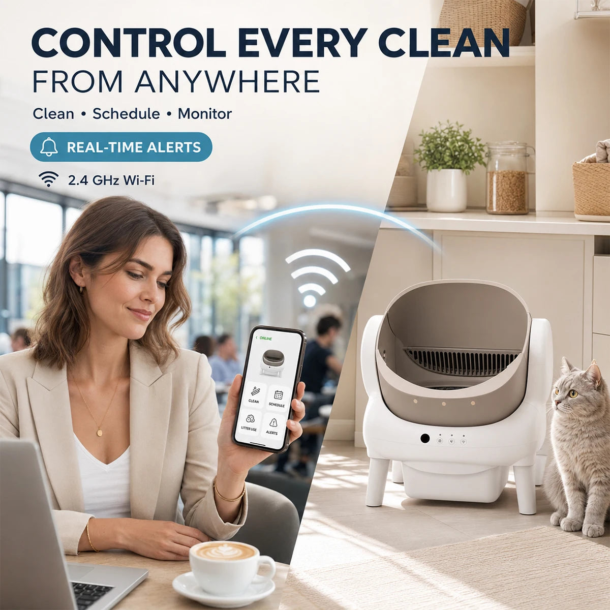 Automatic Rotary Self Cleaning Cat Litter Box With Wifi