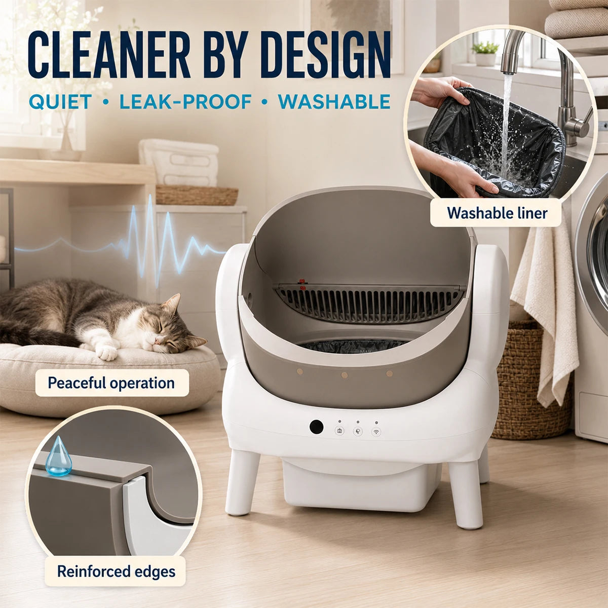 Automatic Rotary Self Cleaning Cat Litter Box With Wifi