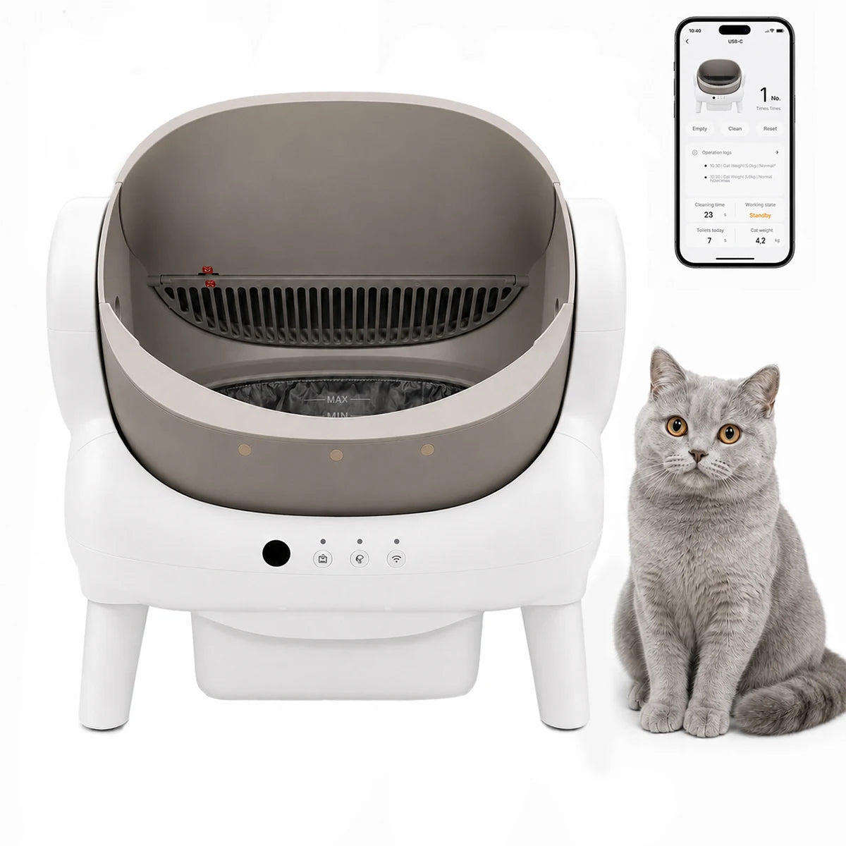 Automatic Rotary Self Cleaning Cat Litter Box With Wifi