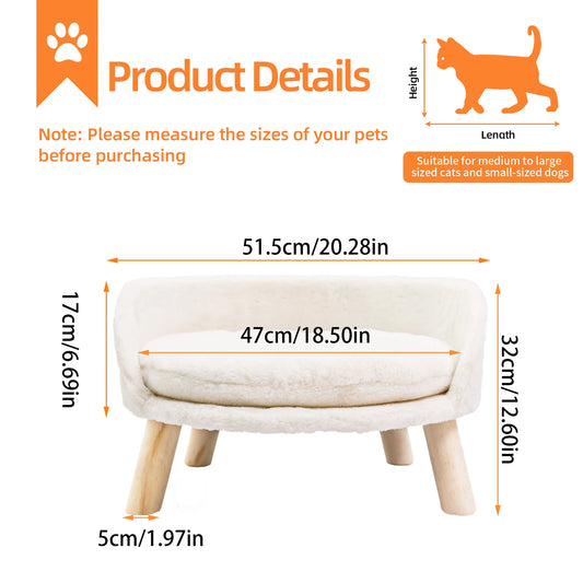 Borwart Ultra Soft Pet Sofa Bed With Removable Padded Cushion