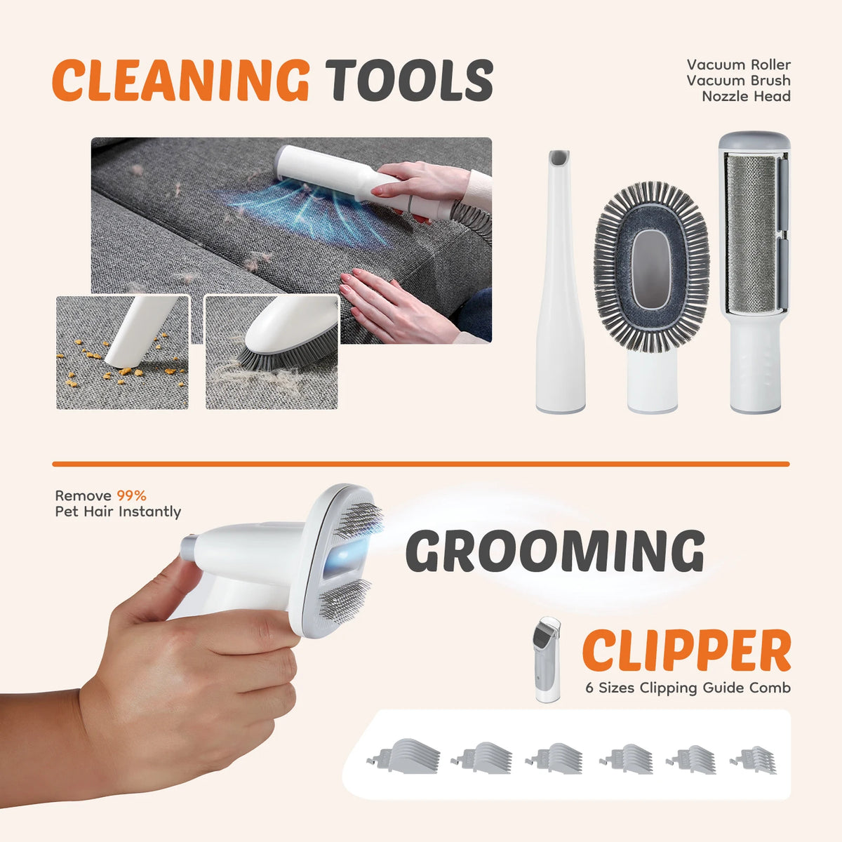 Professional Cordless Pet Grooming Vacuum Clipper Kit